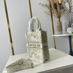 Dior White Mini Jardin D'Hiver Vertical Book Tote