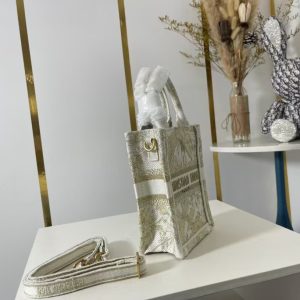 Dior White Mini Jardin D'Hiver Vertical Book Tote